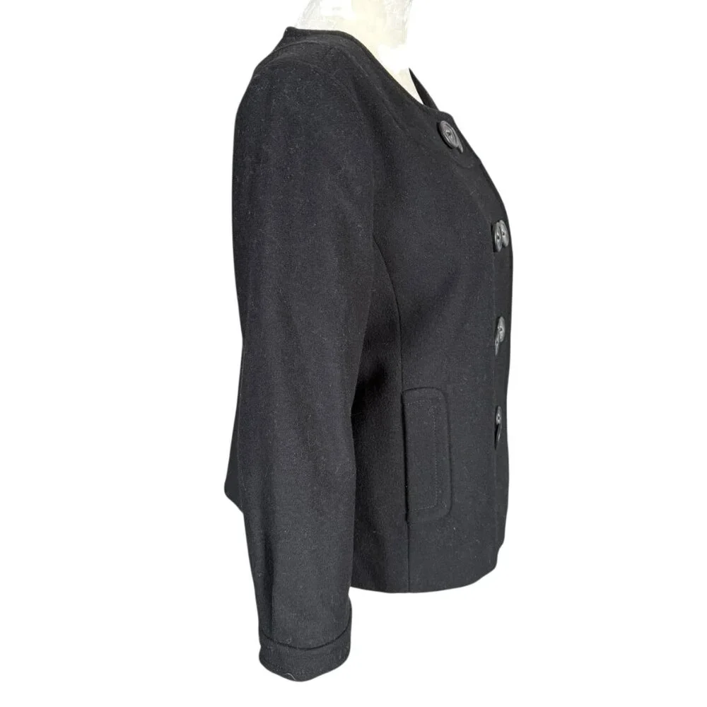 J. Crew women's black fully lined double breasted long sleeve coat - Picture 3 of 8